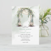 Elegante waterverf boho groen bladboog kaart (Staand voorkant)