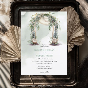 Elegante waterverf boho groen bladboog kaart