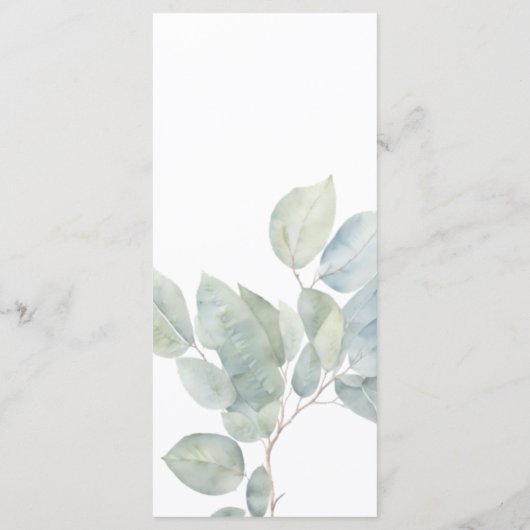 Elegante Waterverf boho groen gebladerte bruiloft Menu (Achterkant)