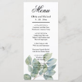Elegante Waterverf boho groen gebladerte bruiloft Menu (Voorkant)