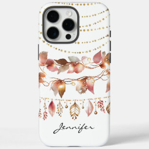Elegante Waterverf Boho Indian Leaf iPhone 16 Pro Max Hoesje