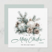 Elegante Waterverf Boho Kerst Ornament Feestdagenkaart (Voorkant / Achterkant)