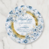 Elegante Waterverf Boho Pastel Blue Gold Wedding Bedankjes Labels (Achterkant)