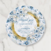 Elegante Waterverf Boho Pastel Blue Gold Wedding Bedankjes Labels (Voorkant)