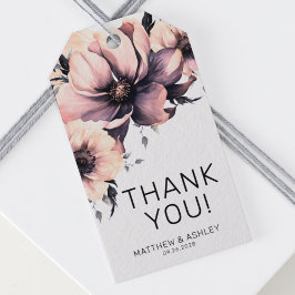 Elegante Waterverf Boho roze bloemenbruiloft Cadeaulabel