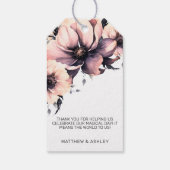 Elegante Waterverf Boho roze bloemenbruiloft Cadeaulabel (Achterkant)