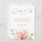 Elegante Waterverf Boho Roze Huwelijk Bewaar De Da Save The Date (Voorkant)