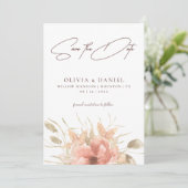 Elegante Waterverf Boho Roze Huwelijk Bewaar De Da Save The Date (Staand voorkant)