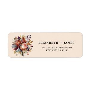 Elegante Waterverf Boho Wilde Bloem Gepersonalisee Etiket