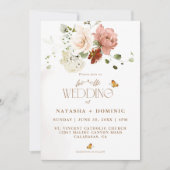 Elegante Waterverf Boho Wildflower Bloemen Bruilof Kaart (Voorkant)