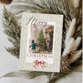 Elegante Waterverf boog groen script kerst Feestdagenkaart