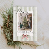 Elegante Waterverf boog groen script kerst Feestdagenkaart