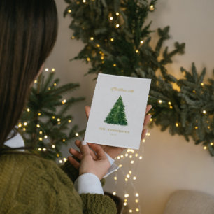 elegante waterverf boom kerst met vakantiedagen folie feestdagen briefkaart