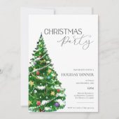 Elegante Waterverf Boom Kerstfeest Uitnodiging (Voorkant)