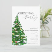 Elegante Waterverf Boom Kerstfeest Uitnodiging (Staand voorkant)