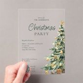 Elegante Waterverf Boom QR Code Kerstfeest Acryl Uitnodigingen (Insitu (Draagbaar))