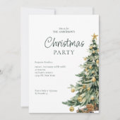 Elegante Waterverf Boom QR Code Kerstfeest Feestdagenkaart (Voorkant)