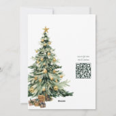 Elegante Waterverf Boom QR Code Kerstfeest Feestdagenkaart (Achterkant)