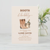 Elegante Waterverf Boots & Bubbly Vrijgezellenfees Kaart (Staand voorkant)