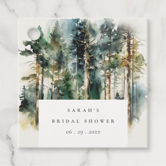 Elegante Waterverf Bos Bruiloft Feest Bedankjes Labels (Voorkant)