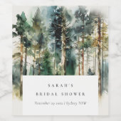 Elegante Waterverf Bos Bruiloft Feest Wijn Etiket (Enkel label)