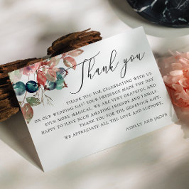 Elegante waterverf bos herfst bloemenbruiloft bedankkaart