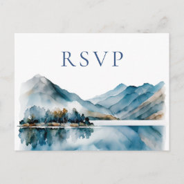 Elegante Waterverf Bosbergen Bruiloft RSVP Briefkaart