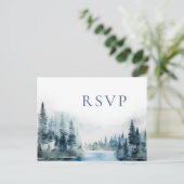 Elegante Waterverf Bosbergen Bruiloft RSVP Briefkaart (Staand voorkant)