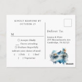 Elegante Waterverf Bosbergen Bruiloft RSVP Briefkaart (Achterkant)