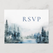 Elegante Waterverf Bosbergen Bruiloft RSVP Briefkaart (Voorkant)