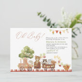 Elegante waterverf bosfeest baby shower kaart (Staand voorkant)