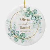 Elegante Waterverf Botanical voor bruiloft foto Keramisch Ornament (Achterkant)