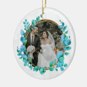 Elegante Waterverf Botanical voor bruiloft foto Keramisch Ornament (Links)