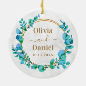 Elegante Waterverf Botanical voor bruiloft foto Keramisch Ornament (Achterkant)