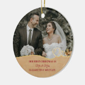 Elegante Waterverf Botanical voor bruiloft foto Keramisch Ornament (Links)