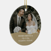 Elegante Waterverf Botanical voor bruiloft foto Keramisch Ornament (Rechts)