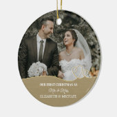 Elegante Waterverf Botanical voor bruiloft foto Keramisch Ornament (Links)