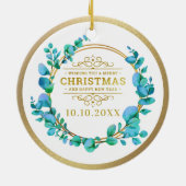 Elegante Waterverf Botanical voor bruiloft foto Keramisch Ornament (Achterkant)