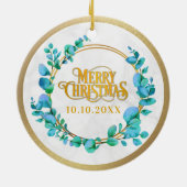 Elegante Waterverf Botanical voor bruiloft foto Keramisch Ornament (Achterkant)