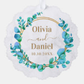 Elegante Waterverf Botanical voor bruiloft foto Ornament Kaart (Achterkant)