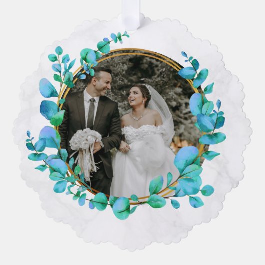 Elegante Waterverf Botanical voor bruiloft foto Ornament Kaart (Voorkant)