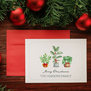 Elegante Waterverf Botanicals gevouwen kerst Kaart