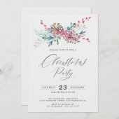 Elegante Waterverf Botanicals Kerstfeest Kaart (Voorkant / Achterkant)