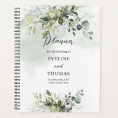 Elegante waterverf botanisch groen eucalyptus goud planner (Voorkant)