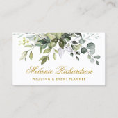 Elegante Waterverf Botanisch groen goud Visitekaartje (Voorkant)