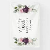 Elegante Waterverf Botanische 100e Verjaardag Spandoek (Verticaal)