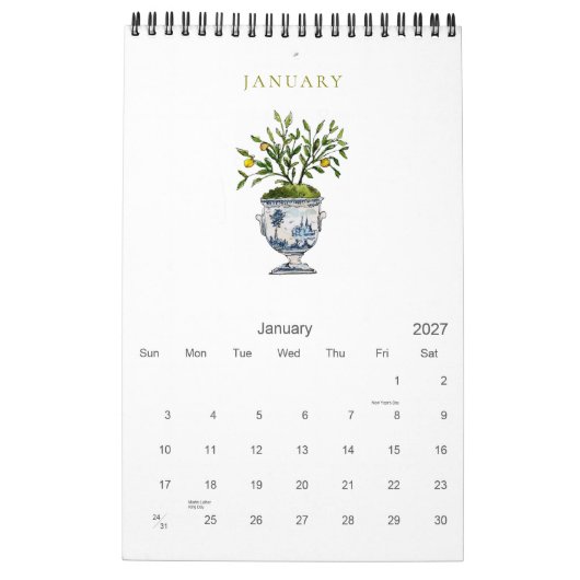 Elegante Waterverf Botanische 2025 Kalender (Jan 2027)