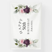 Elegante Waterverf Botanische 50e Verjaardag Spandoek (Verticaal)