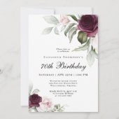 Elegante Waterverf Botanische 70e Verjaardag Kaart (Voorkant)