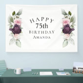 Elegante Waterverf Botanische 75e Verjaardag Spandoek (Beurs)